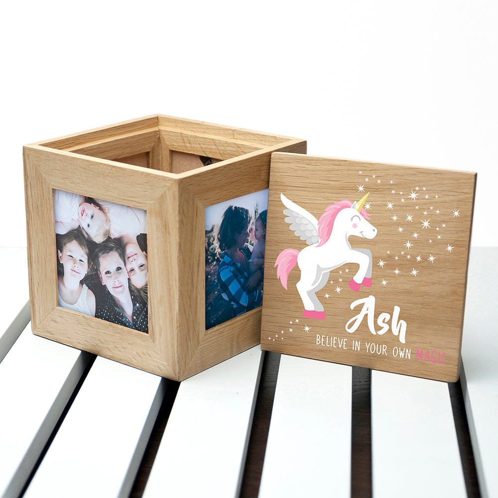 Personalised Baby Unicorn Photo Cube - Photo Cubes at Gift Moments