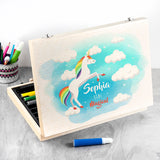 Personalised Girls Rainbow Unicorn Colouring In Set - Pencil Cases & Sets at Gift Moments