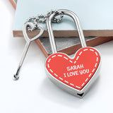 Personalised Parisienne Love Heart Padlocks Coral Pink - Keyrings at Gift Moments