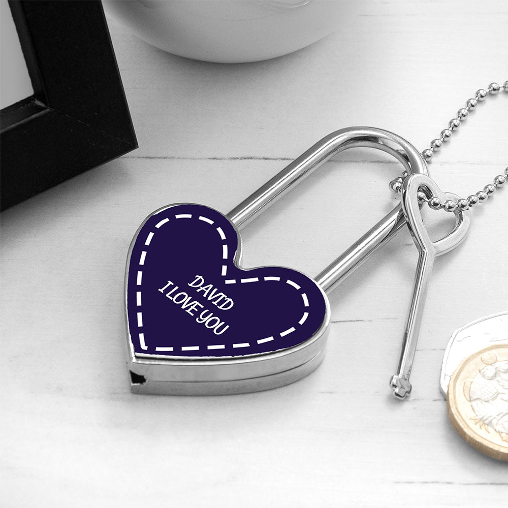 Personalised Parisienne Love Heart Padlocks - Keyrings at Gift Moments