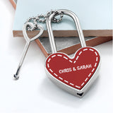 Personalised Parisienne Love Heart Padlocks Romantic Red - Keyrings at Gift Moments