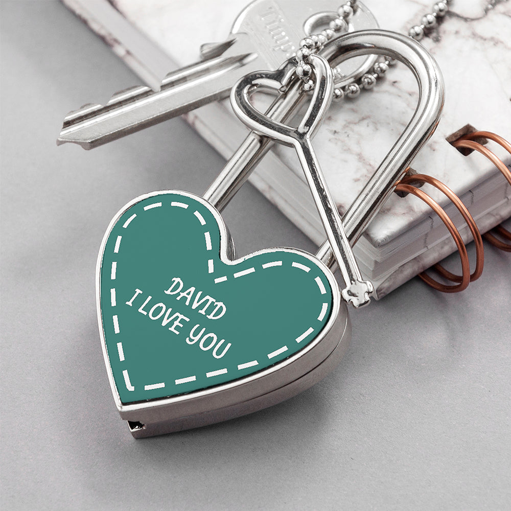 Personalised Parisienne Love Heart Padlocks - Keyrings at Gift Moments