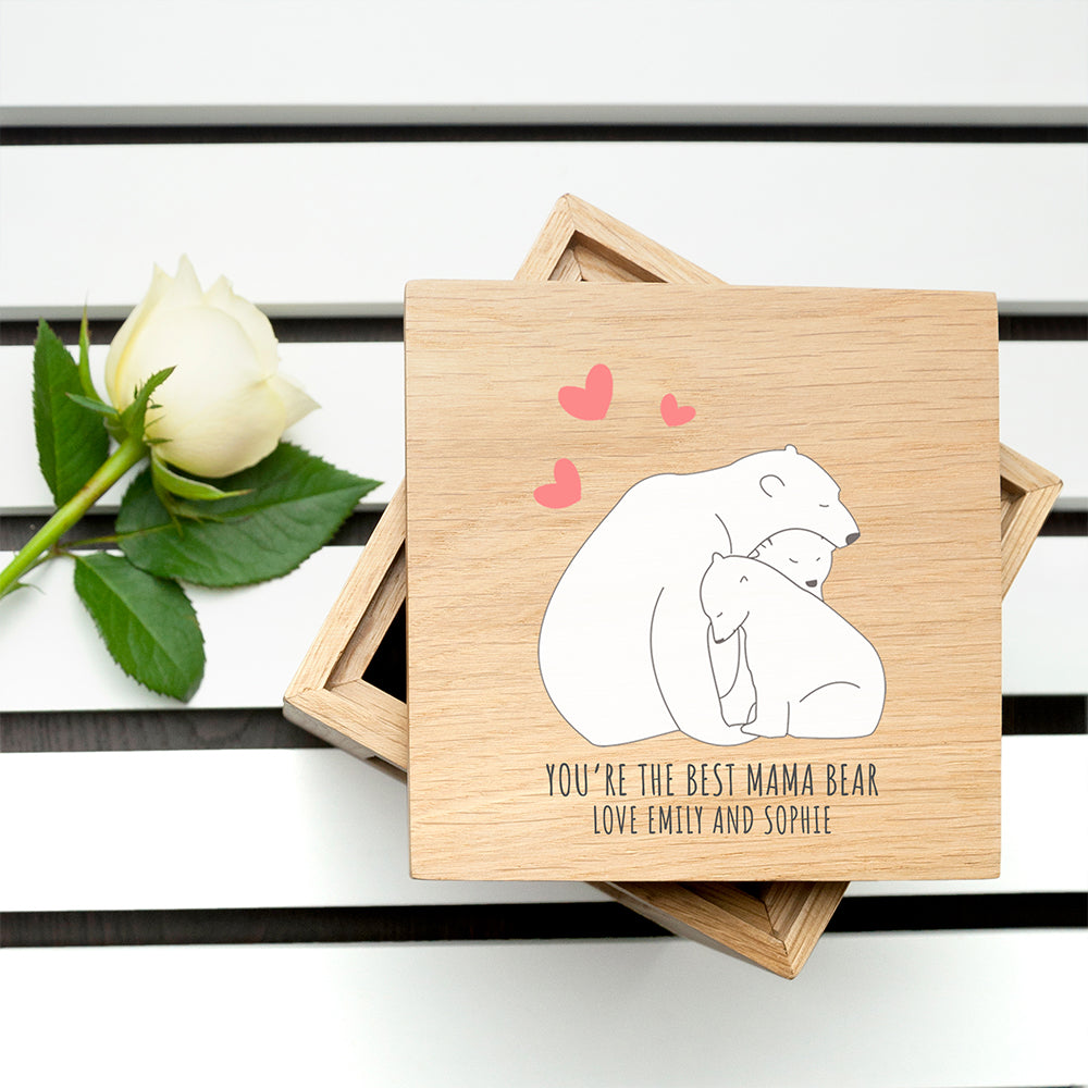 Personalised Mama Bear Oak Photo Cube: 2 - Photo Cubes By Gift Moments