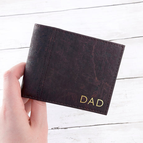 Personalised Dark Brown Vegan Leather Cork Wallet - Wallets & Money Clips at Gift Moments