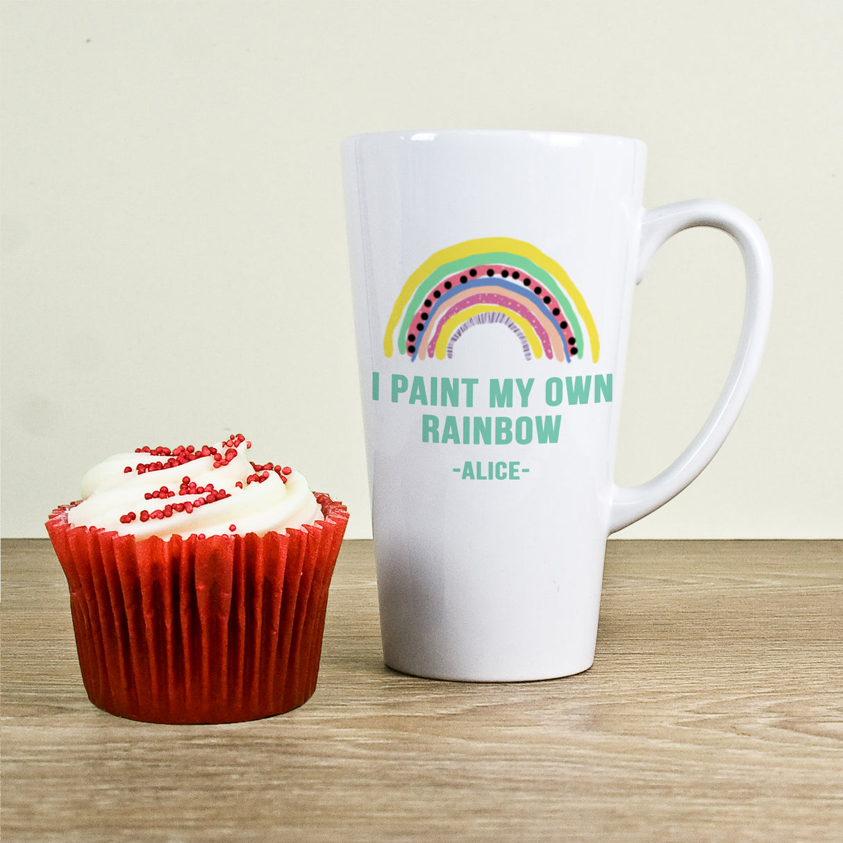 Personalised Green Rainbow Latte Mug: 1 - Latte Mugs By Gift Moments