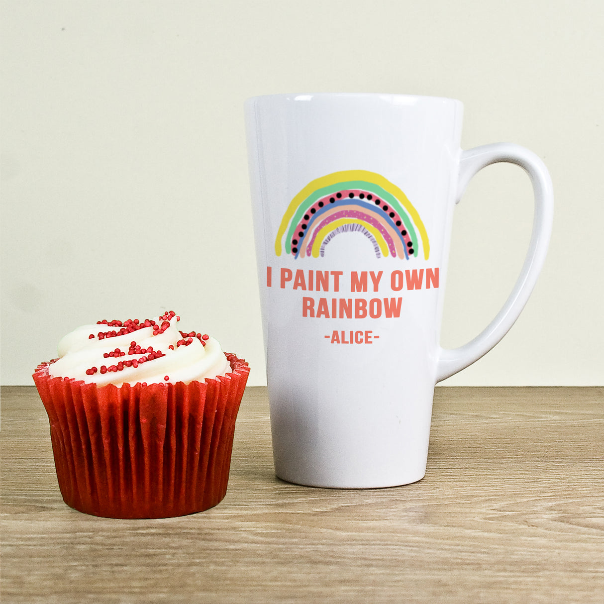 Personalised Orange Rainbow Latte Mug: 1 - Latte Mugs By Gift Moments