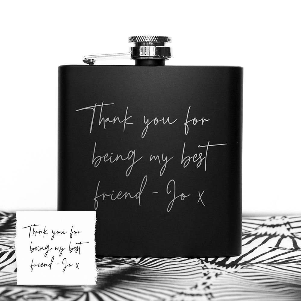 Personalised Handwriting Black Hip Flask - Hip Flasks at Gift Moments