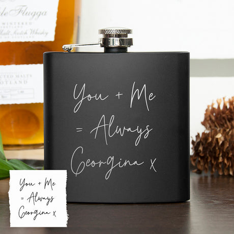 Personalised Handwriting Black Hip Flask - Hip Flasks at Gift Moments