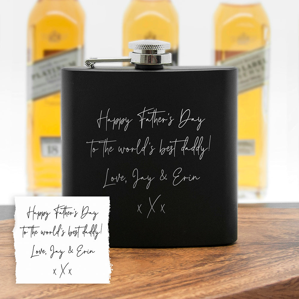 Personalised Handwriting Black Hip Flask - Hip Flasks at Gift Moments