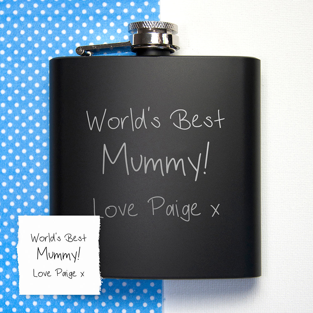 Personalised Handwriting Black Hip Flask - Hip Flasks at Gift Moments