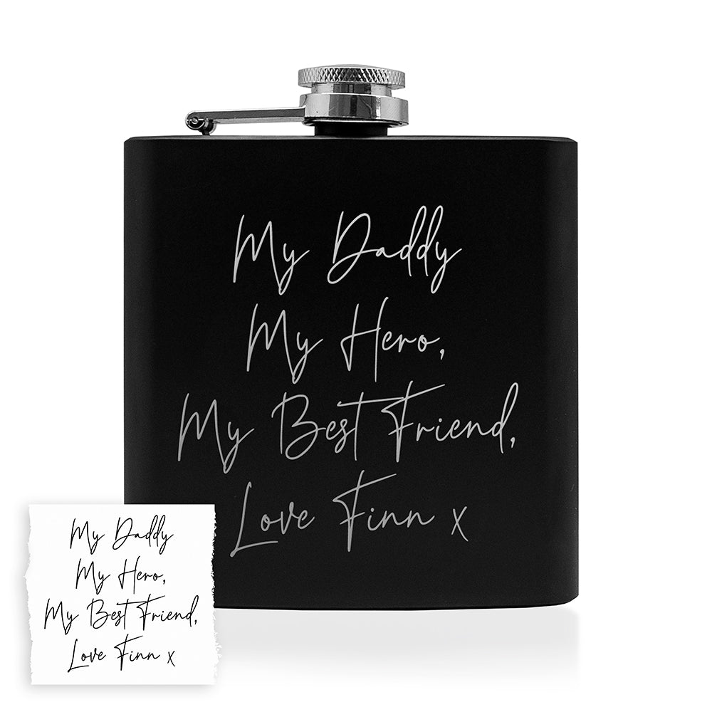 Personalised Handwriting Black Hip Flask - Hip Flasks at Gift Moments