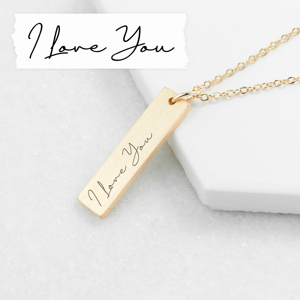 Personalised Handwriting Bar Necklace: 3 - Necklaces By Gift Moments