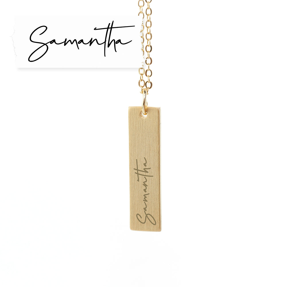 Personalised Handwriting Bar Necklace: 6 - Necklaces By Gift Moments