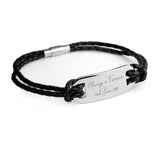 Personalised Handwriting Men’s Black Leather Bracelet: 7 - Bracelets By Gift Moments