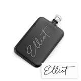 Personalised Handwriting Black Slimline Flask - Hip Flasks at Gift Moments