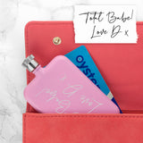 Personalised Handwriting Pink Slimline Flask - Hip Flasks at Gift Moments