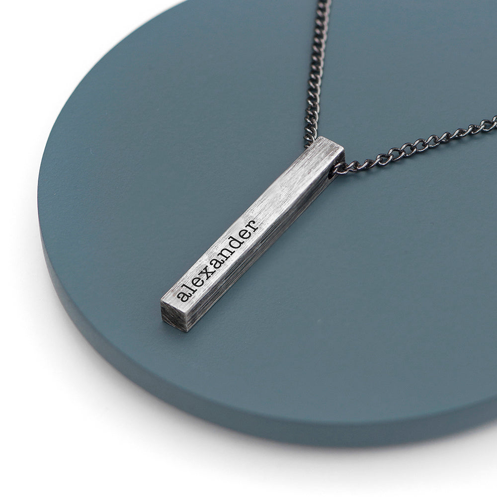 Personalised Men’s Solid Bar Necklace: 3 - Necklaces By Gift Moments