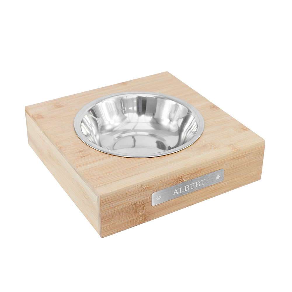 Personalised Bamboo Dog Bowl with Metal Tag - Pet Products at Gift Moments