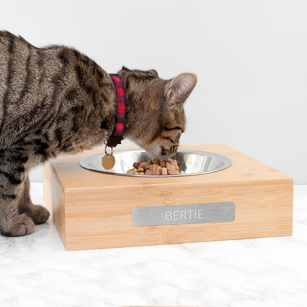 Personalised Bamboo Pet Bowl with Metal Tag - Pet Products at Gift Moments