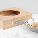 Personalised Bamboo Pet Bowl with Metal Tag - Pet Products at Gift Moments