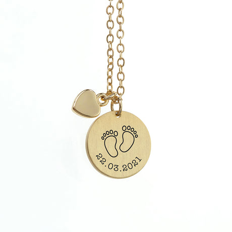 Personalised Baby Feet Heart & Disc Necklace: 6 - Necklaces By Gift Moments