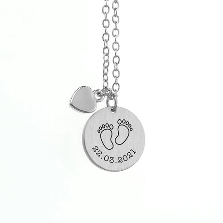 Personalised Baby Feet Heart & Disc Necklace: 5 - Necklaces By Gift Moments