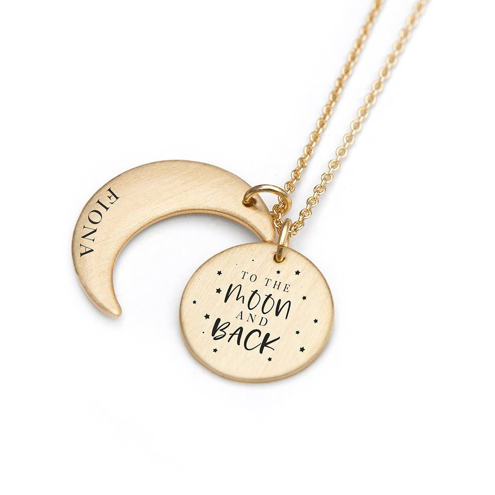 Personalised Moon & Back Necklace - Jewellery at Gift Moments