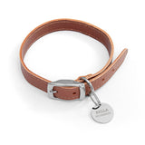 Personalised Classic Brown Leather Dog Collar with Metal Tag - Pet Products at Gift Moments