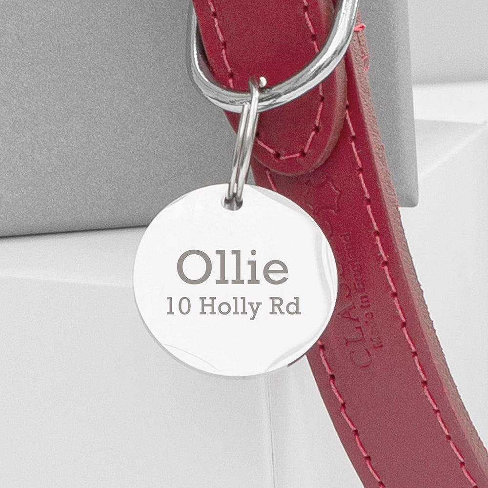 Personalised Classic Red Leather Dog Collar with Tag - Pet Products at Gift Moments