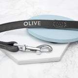 Personalised Classic Black Leather Dog Lead - Pet Products at Gift Moments