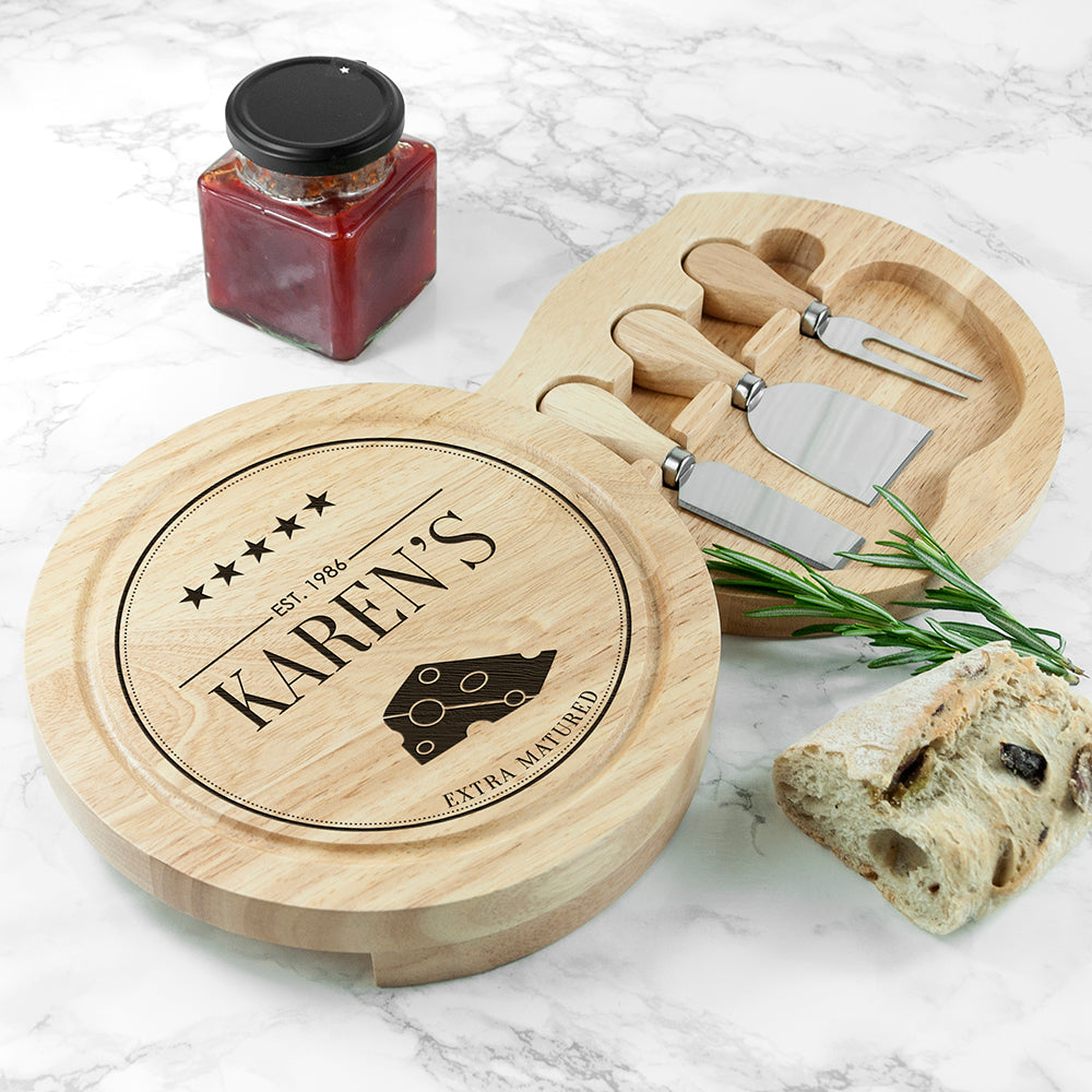 Personalised Extra Mature Cheese Board Set: 1 - Cheese Boards By Gift Moments