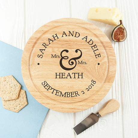 Personalised Mr & Mrs Classic Cheese Board Set - Cheese Boards at Gift Moments