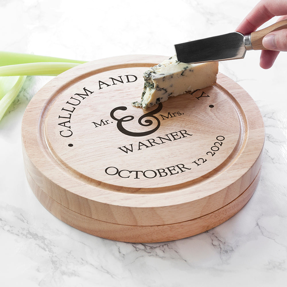 Personalised Mr & Mrs Classic Cheese Board Set - Cheese Boards at Gift Moments