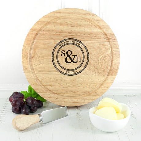 Personalised Monogram Couple Cheese Board Set - Cheese Boards at Gift Moments