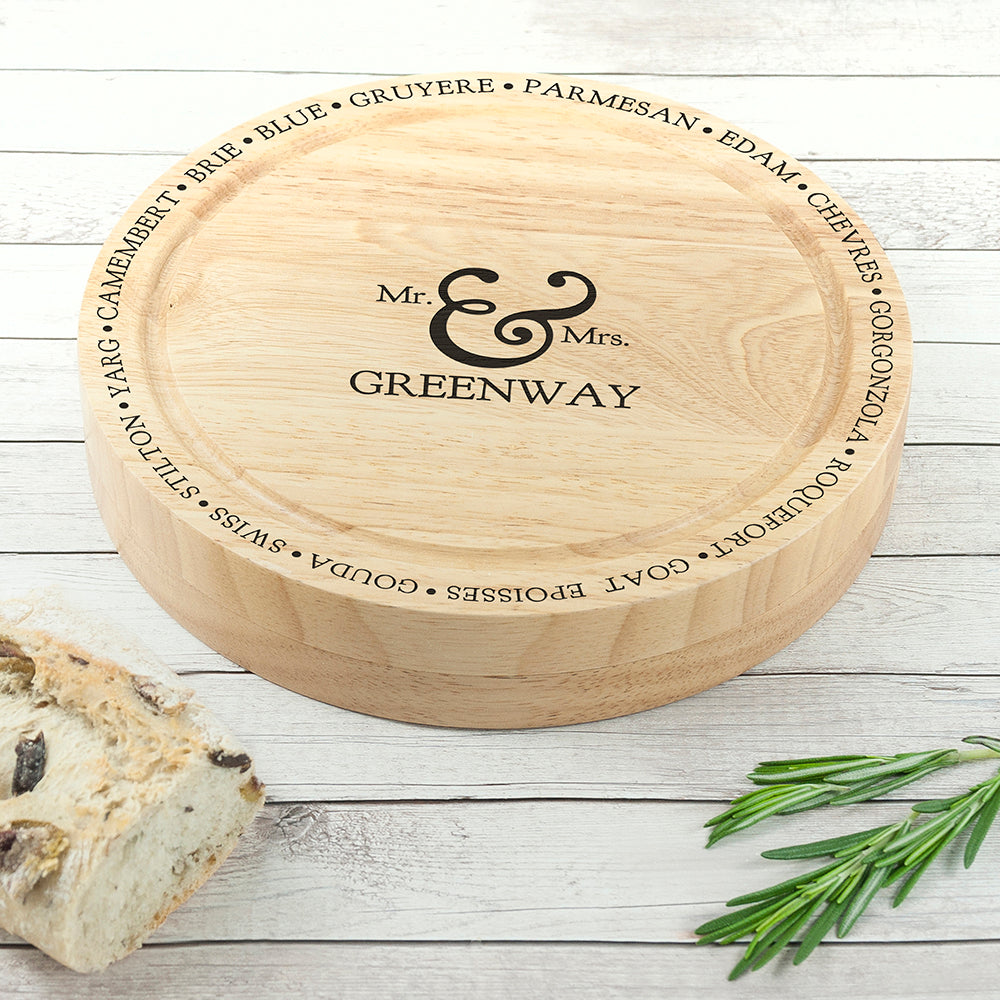 Personalised Mr & Mrs Cheese Board Set: 4 - Cheese Boards By Gift Moments