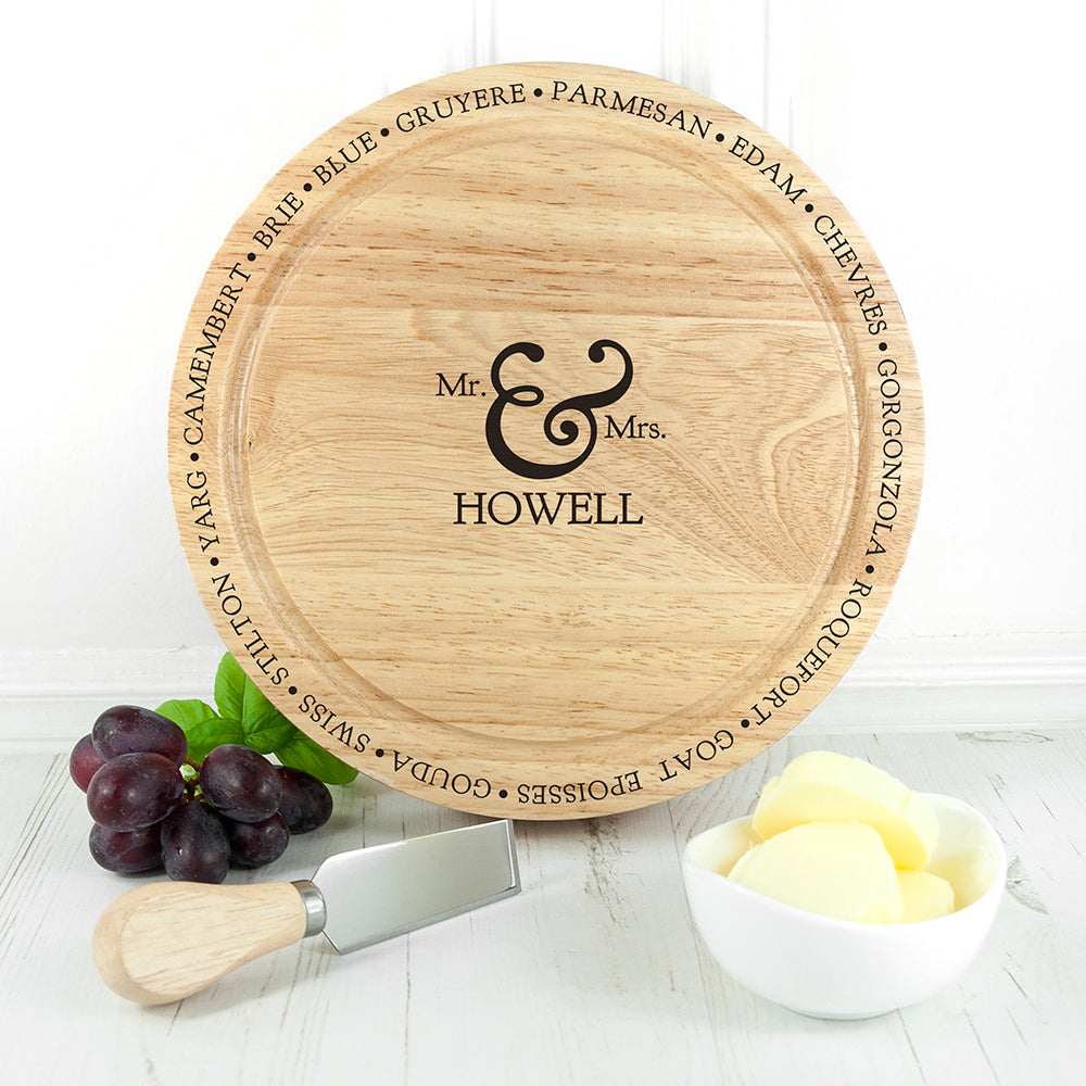 Personalised Mr & Mrs Cheese Board Set: 5 - Cheese Boards By Gift Moments