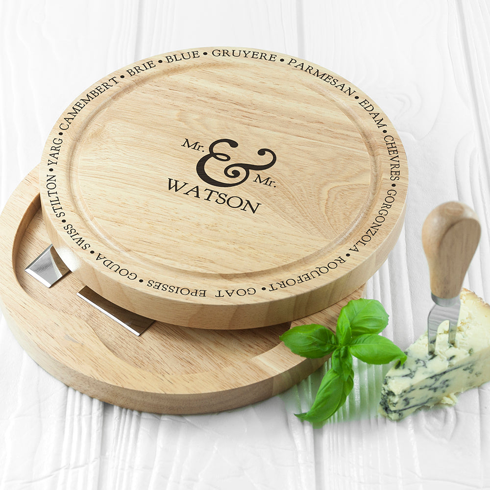 Personalised Mr & Mrs Cheese Board Set: 7 - Cheese Boards By Gift Moments