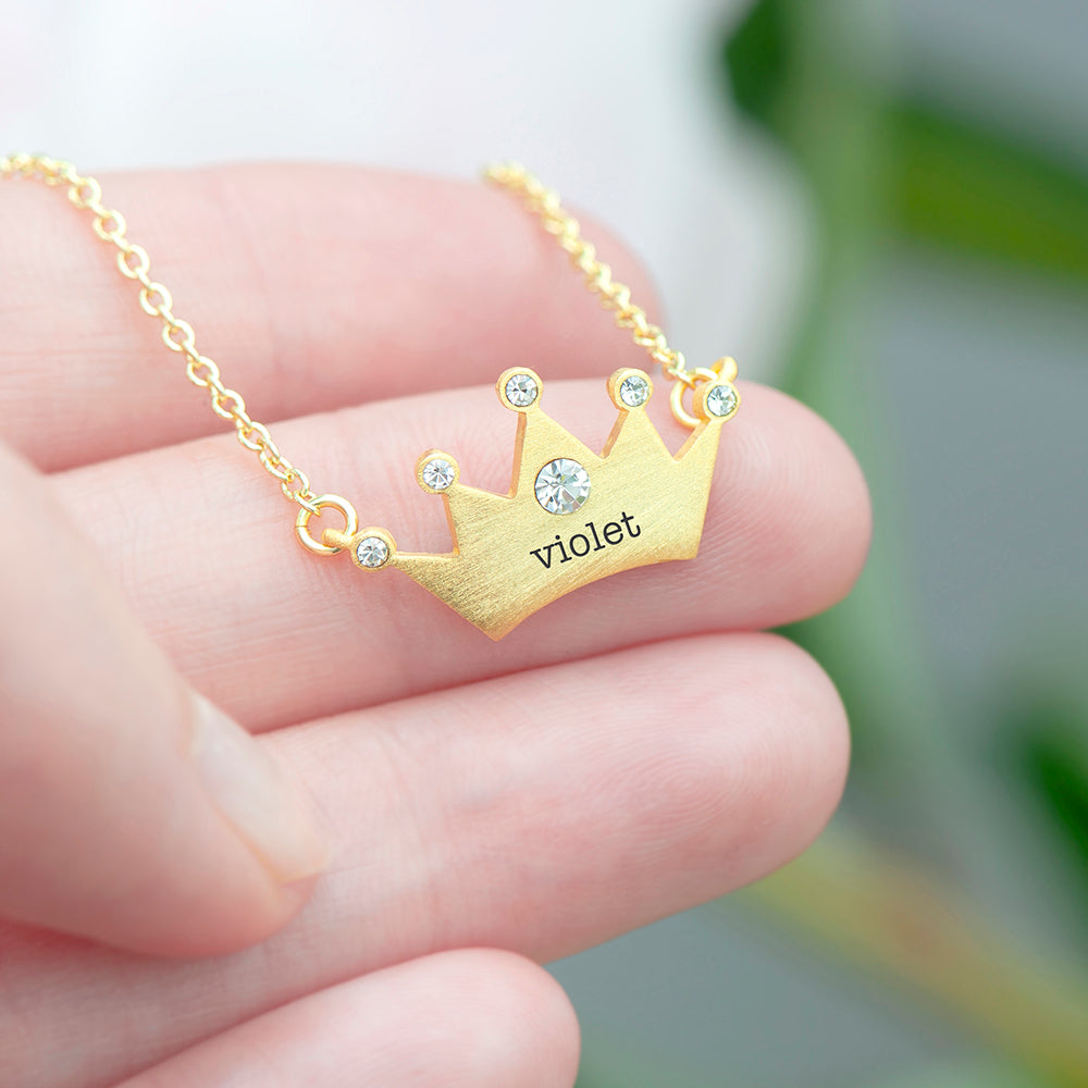 Personalised Princess Crown Necklace for Kids: 1 - Necklaces By Gift Moments