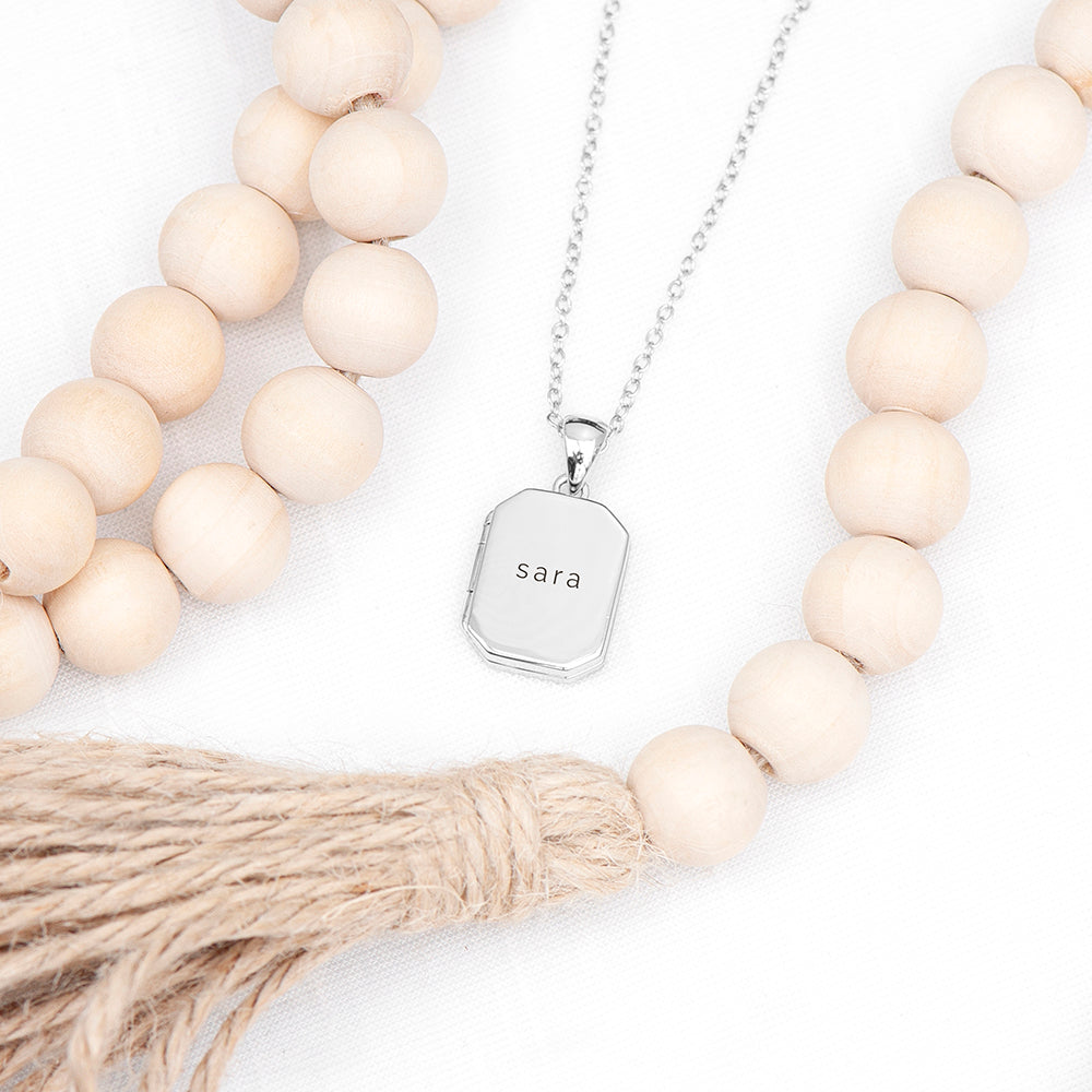 Personalised Rectangular Photo Locket Necklace: 10 - Necklaces By Gift Moments