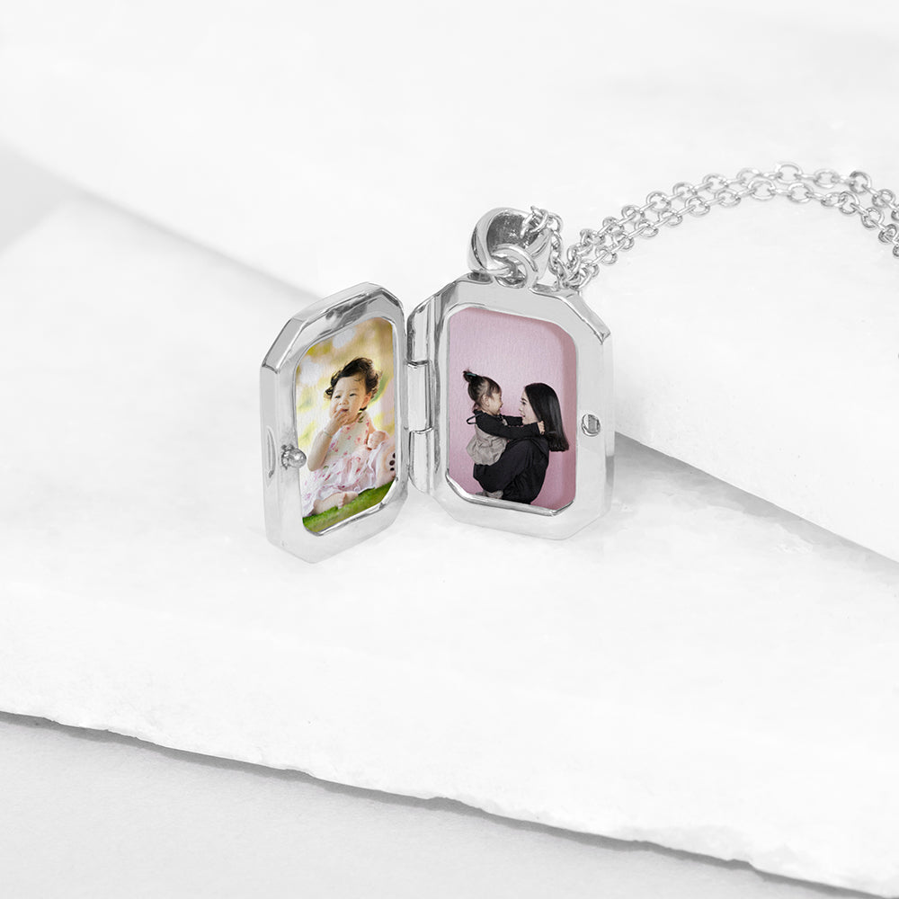 Personalised Rectangular Photo Locket Necklace: 4 - Necklaces By Gift Moments