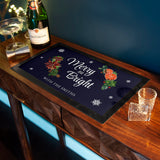 Personalised Christmas Floral Bar Mat: 1 - Barware By Gift Moments