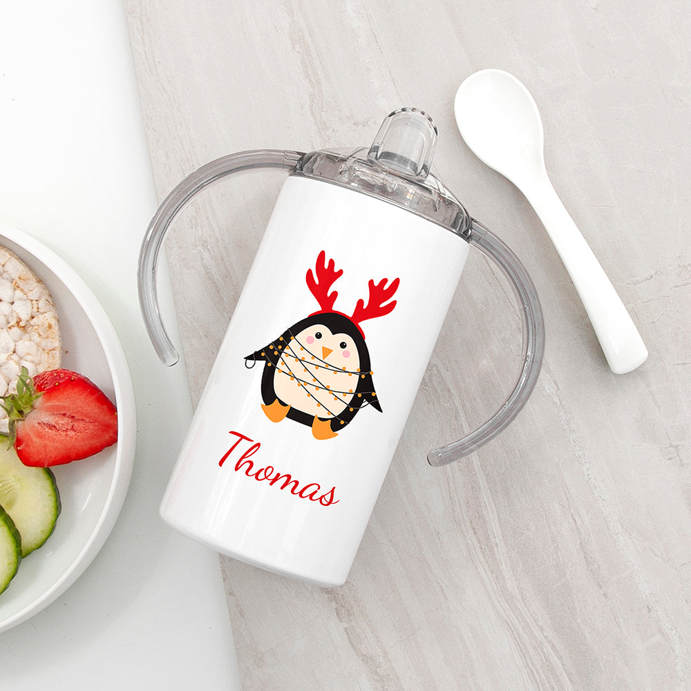 Personalised Christmas Penguin Kids Sippy Cup - Kids Bottles at Gift Moments