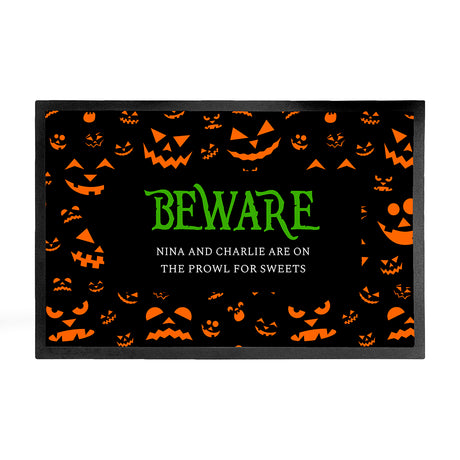 Personalised Halloween Beware Indoor Doormat - Doormats at Gift Moments