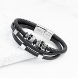 Personalised Skull Leather Rope Bracelet: 6 - Bracelets By Gift Moments