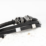 Personalised Skull Leather Rope Bracelet: 4 - Bracelets By Gift Moments