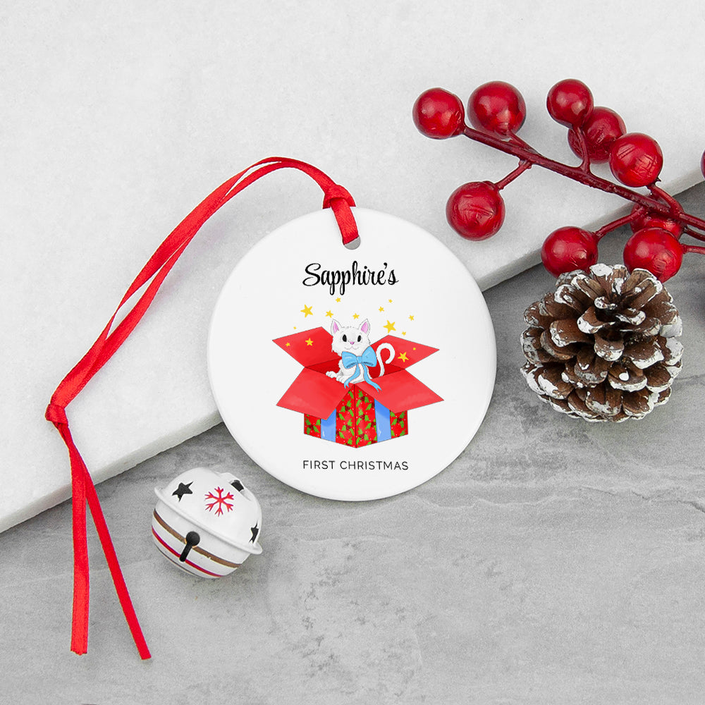 Personalised Cat’s First Christmas Ornament - Christmas Decorations at Gift Moments