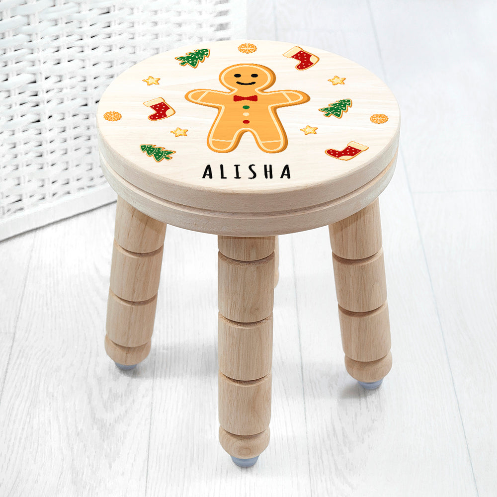 Personalised Christmas Gingerbread Wooden Stool - Wooden Stools at Gift Moments