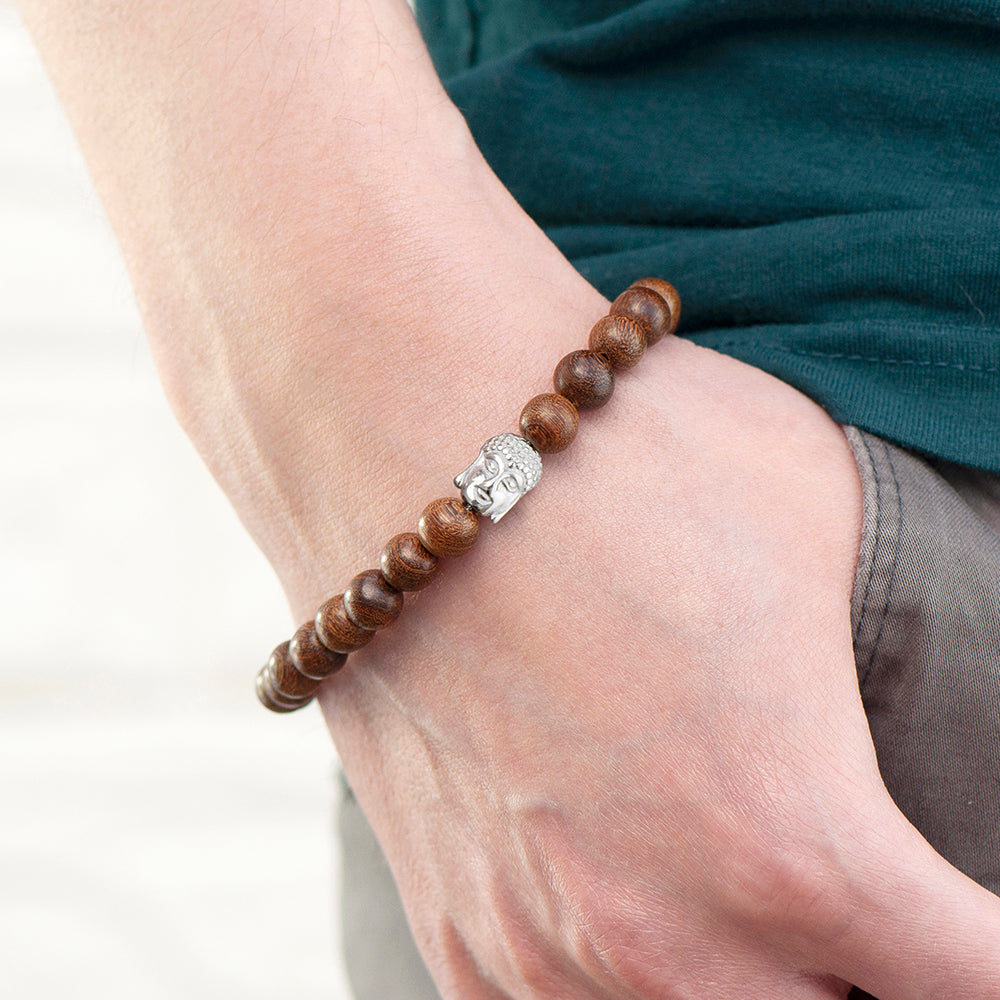 Personalised Men’s Wooden Buddha Bracelet: 2 - Bracelets By Gift Moments