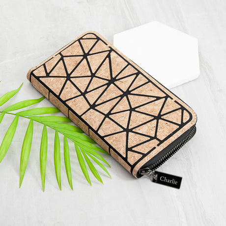 Personalised Geometric Cork Zip Wallet - Bags & Purses at Gift Moments