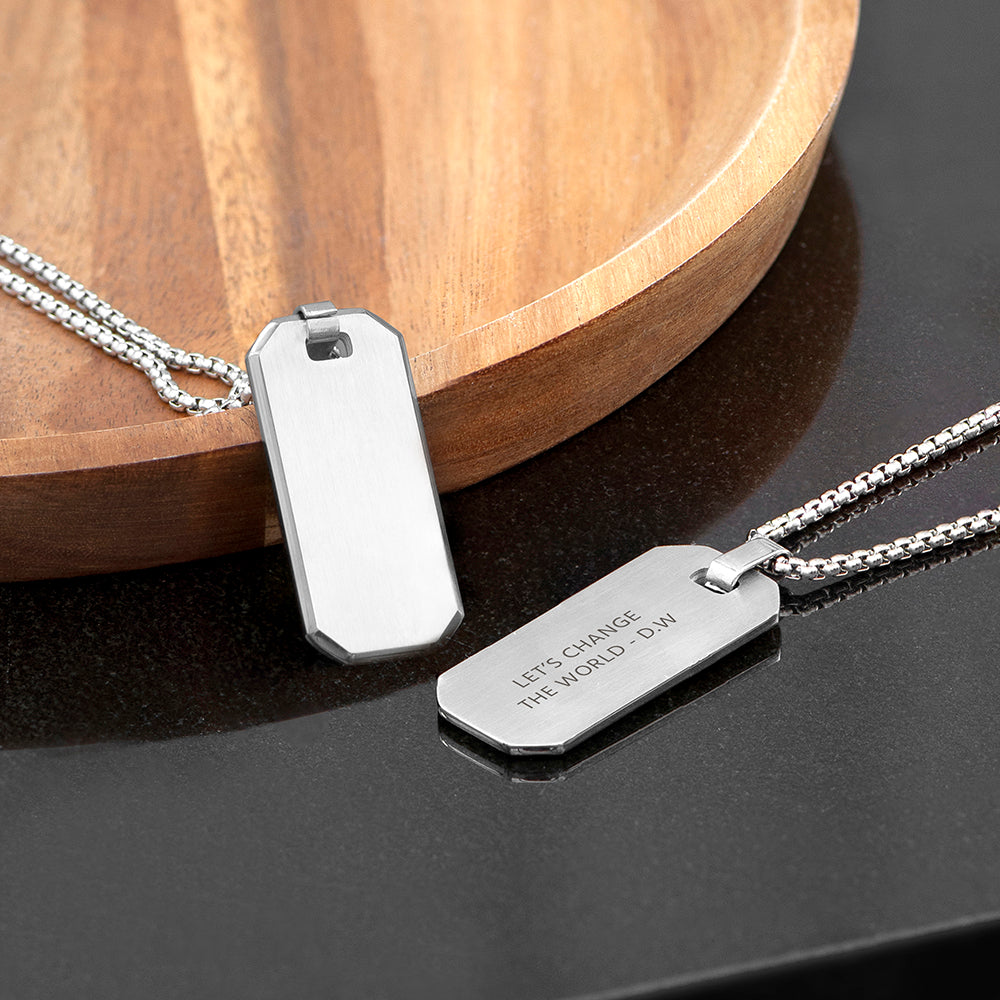 Luxury Personalised Silver Men’s Dog Tag Necklace: 3 - Necklaces By Gift Moments